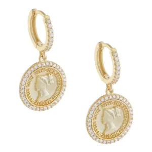 Pavé Coin Huggie Earring