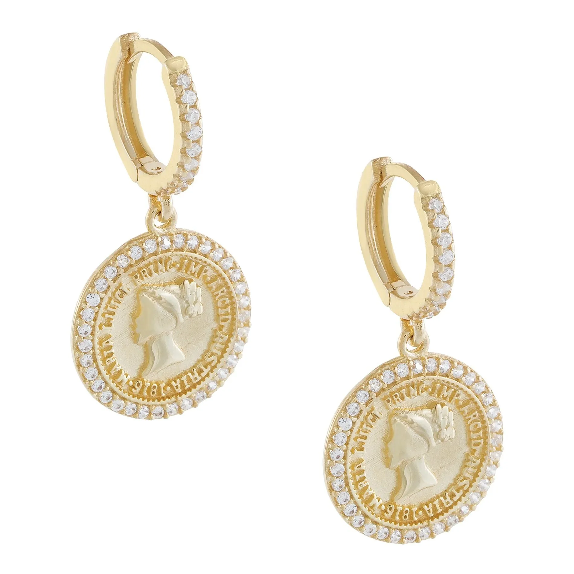 Pavé Coin Huggie Earring