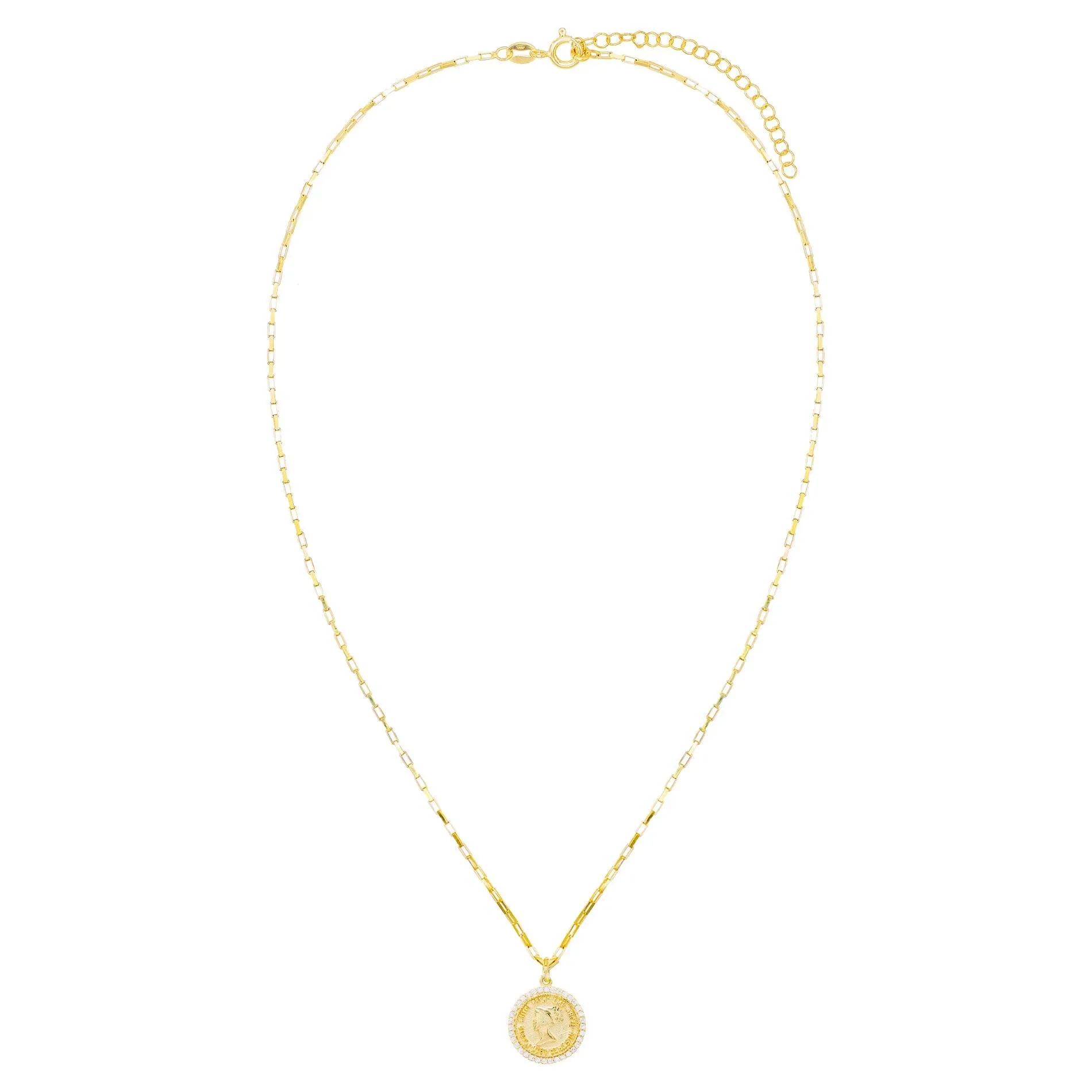 Pavé Coin Link Necklace