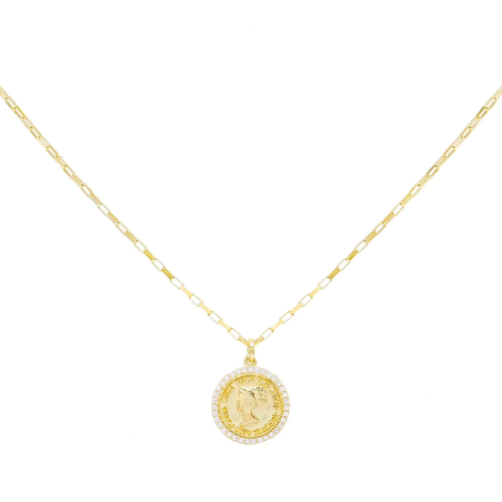Pavé Coin Link Necklace