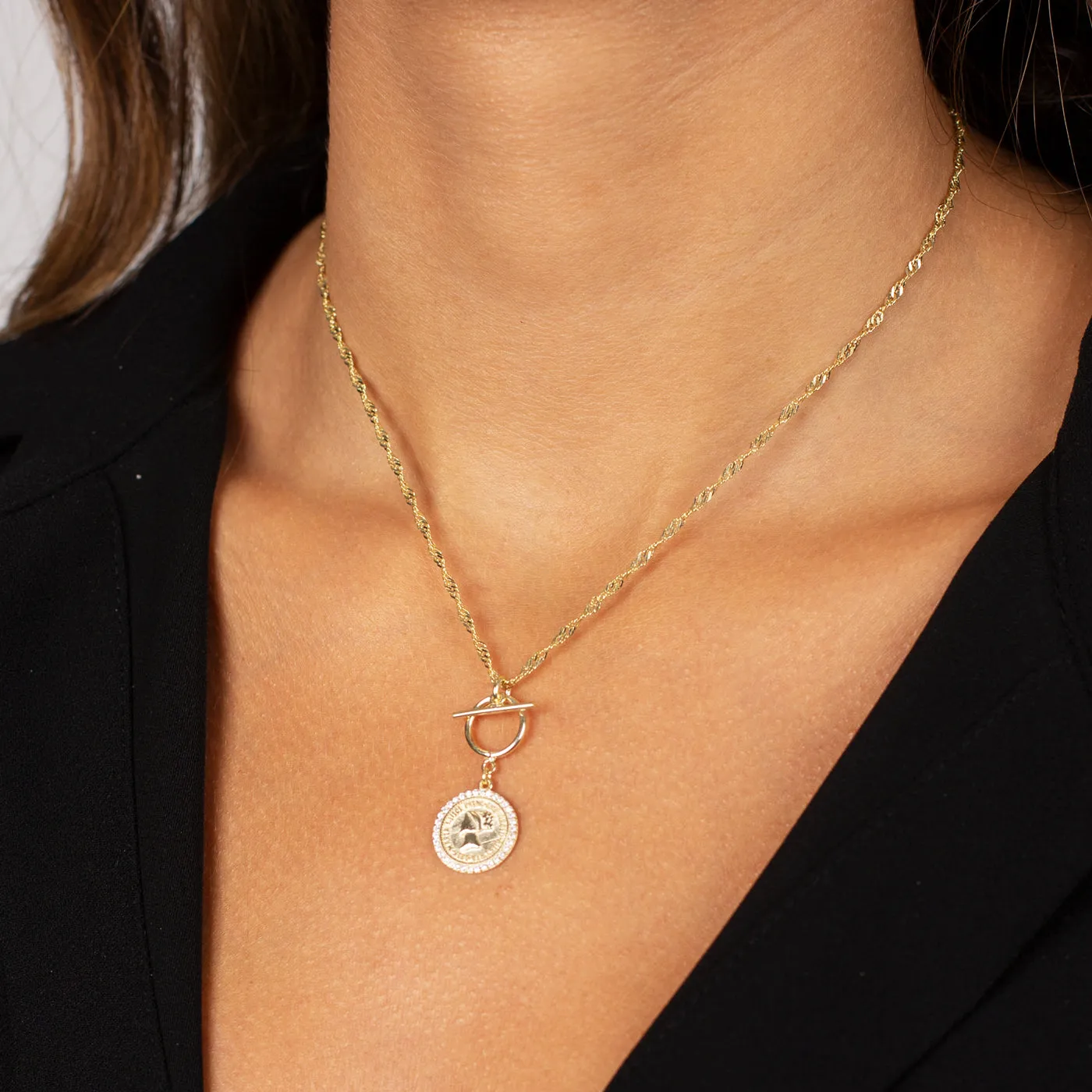 Pavé Coin X Toggle Necklace