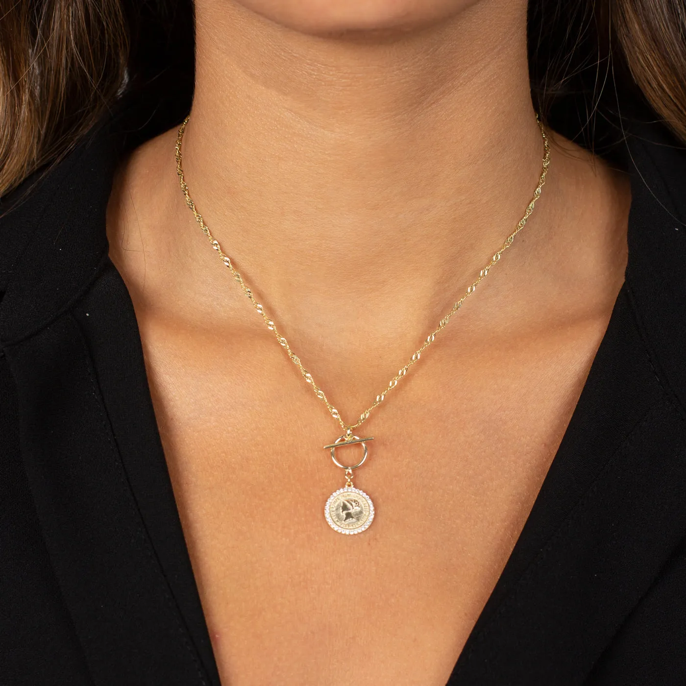 Pavé Coin X Toggle Necklace