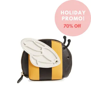 Picnic Perfect Bee Stripe Leather Coin Purse