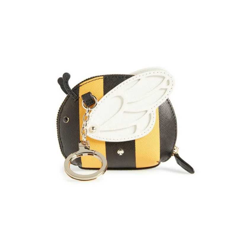Picnic Perfect Bee Stripe Leather Coin Purse