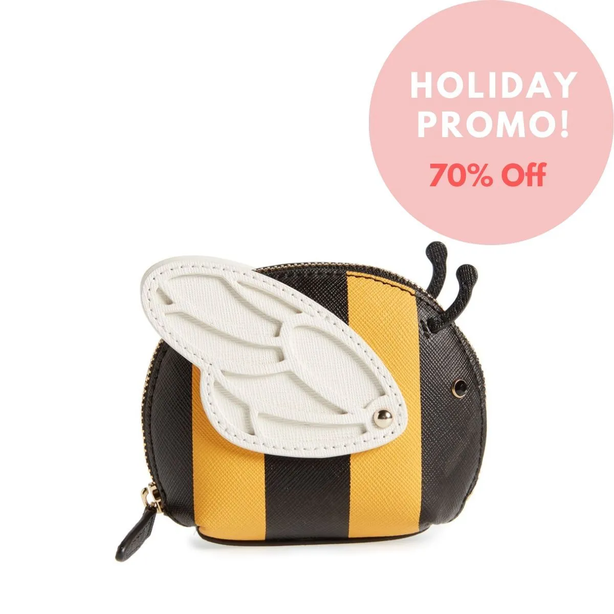 Picnic Perfect Bee Stripe Leather Coin Purse