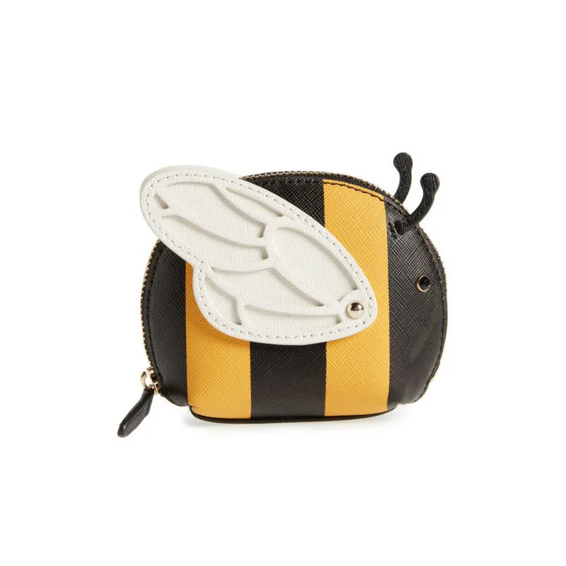 Picnic Perfect Bee Stripe Leather Coin Purse
