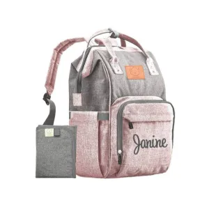 Pink Gray Diaper Bag Backpack with Monogram