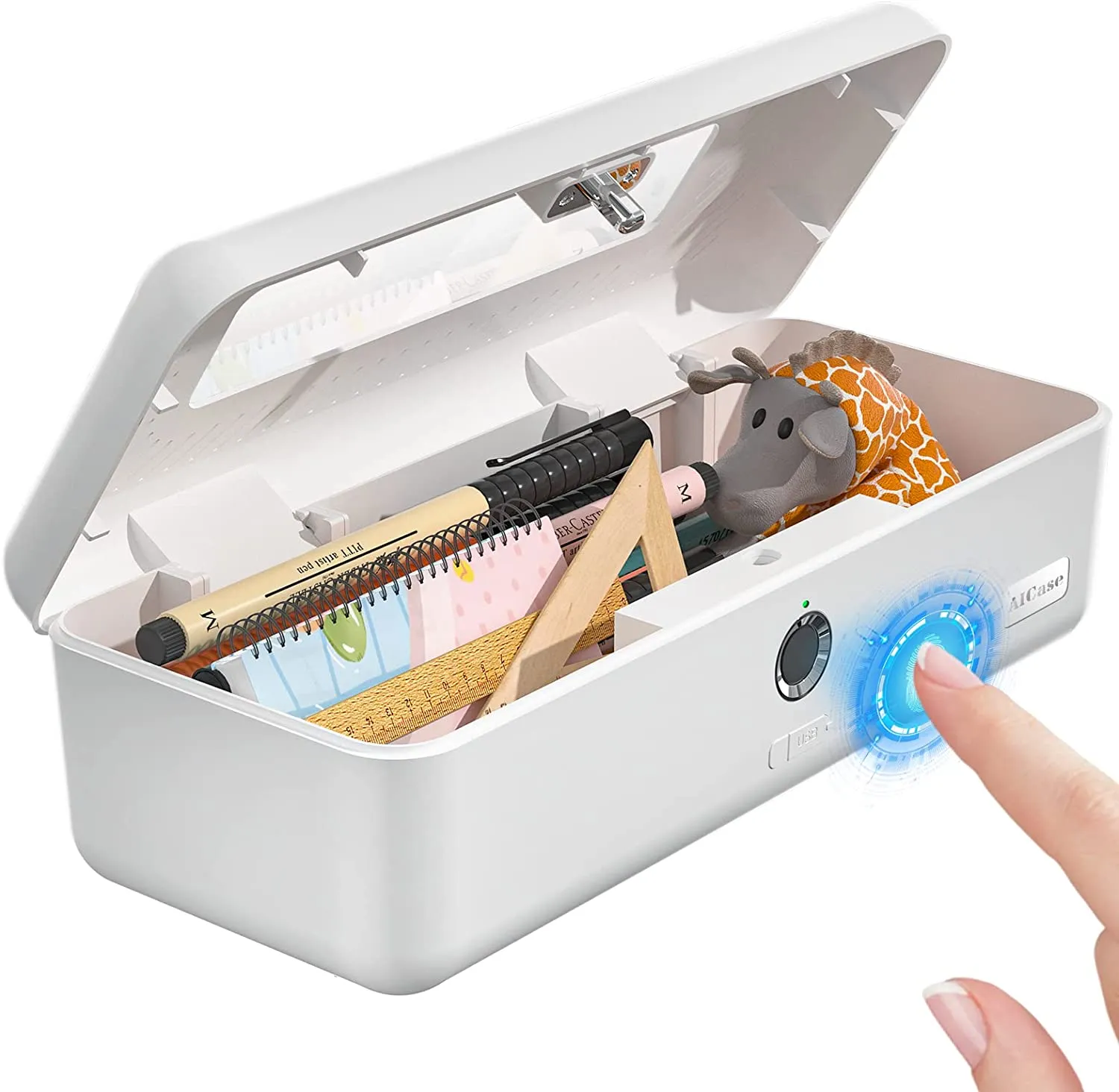 Portable Fingerprint Storage Box Cash Medicine Jewelry Security Safe Lock Box