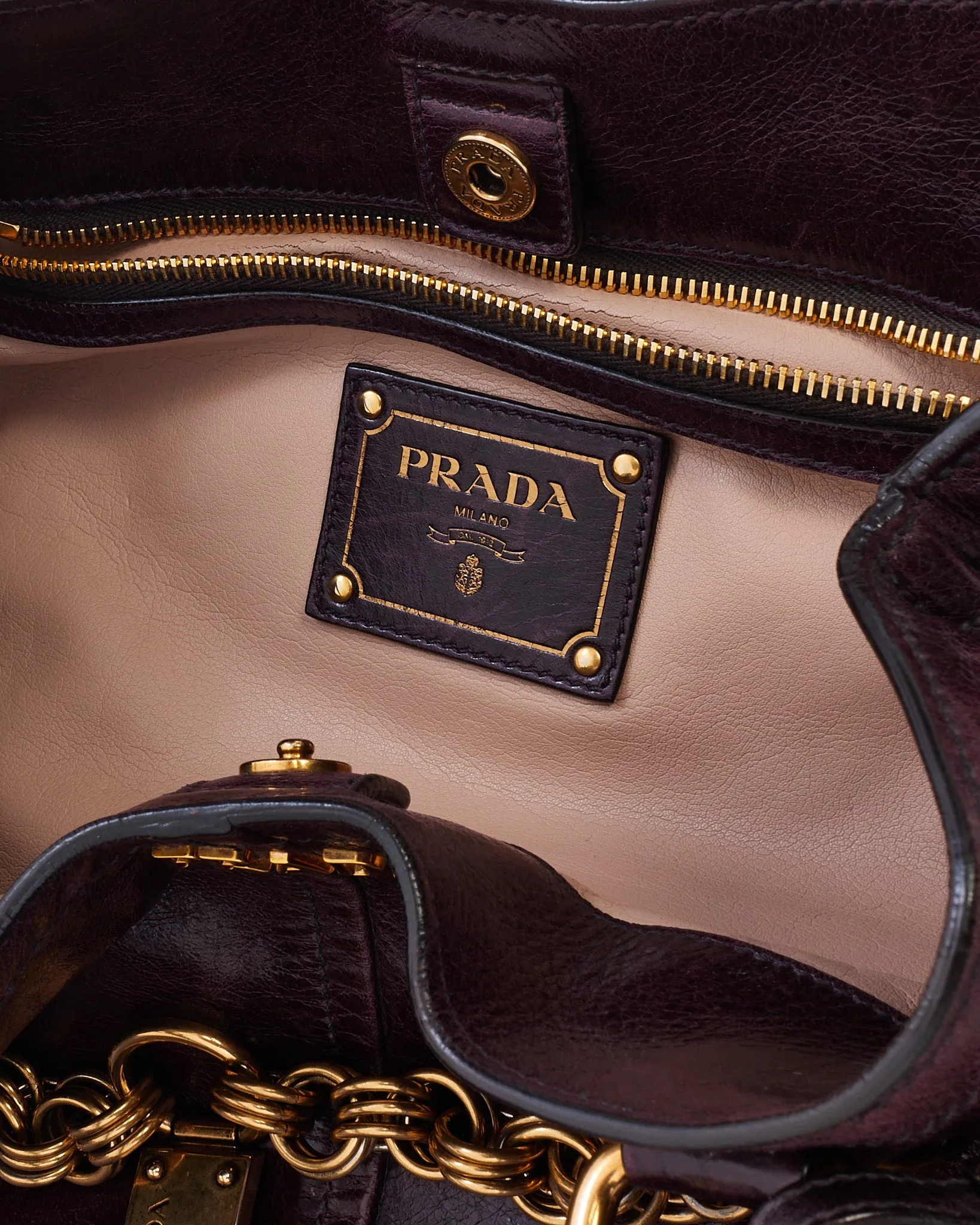 Prada Plum Vitello Leather 2-Way Bag