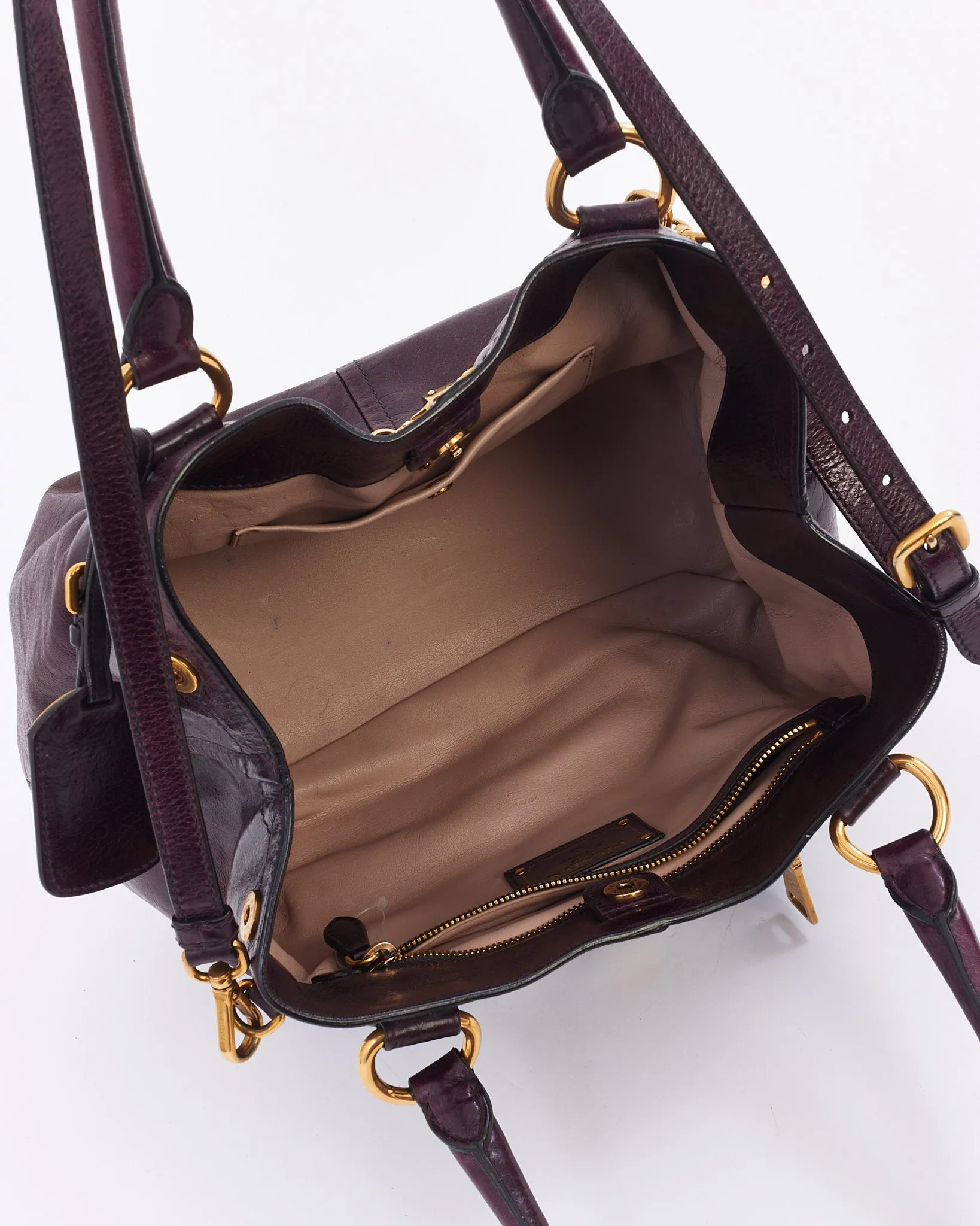 Prada Plum Vitello Leather 2-Way Bag