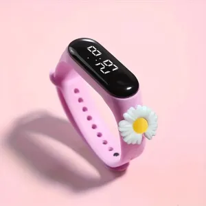 Preppy Style Digital Sports Watch for Kids – Black Non-Waterproof Silicone Strap , Digital Oval Dial, Electronic Movement, Suitable for Teens Over 15 Years Old – Ideal Gift FS