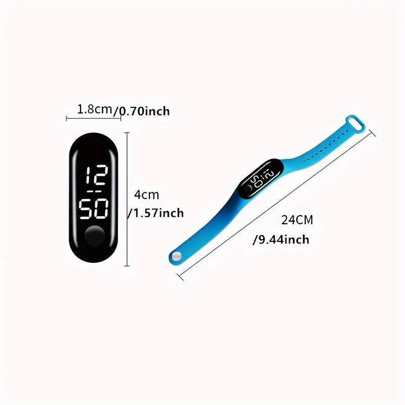 Preppy Style Digital Sports Watch for Kids – Black Non-Waterproof Silicone Strap , Digital Oval Dial, Electronic Movement, Suitable for Teens Over 15 Years Old – Ideal Gift FS