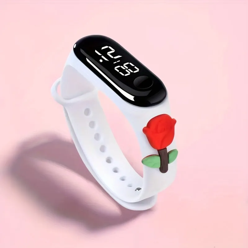 Preppy Style Digital Sports Watch for Kids – Black Non-Waterproof Silicone Strap , Digital Oval Dial, Electronic Movement, Suitable for Teens Over 15 Years Old – Ideal Gift FS