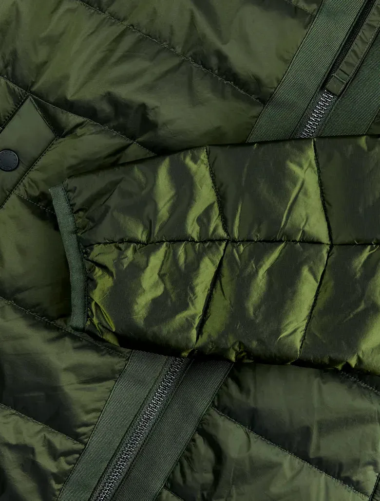 Pretty Green Modular Quilted Jacket Khaki