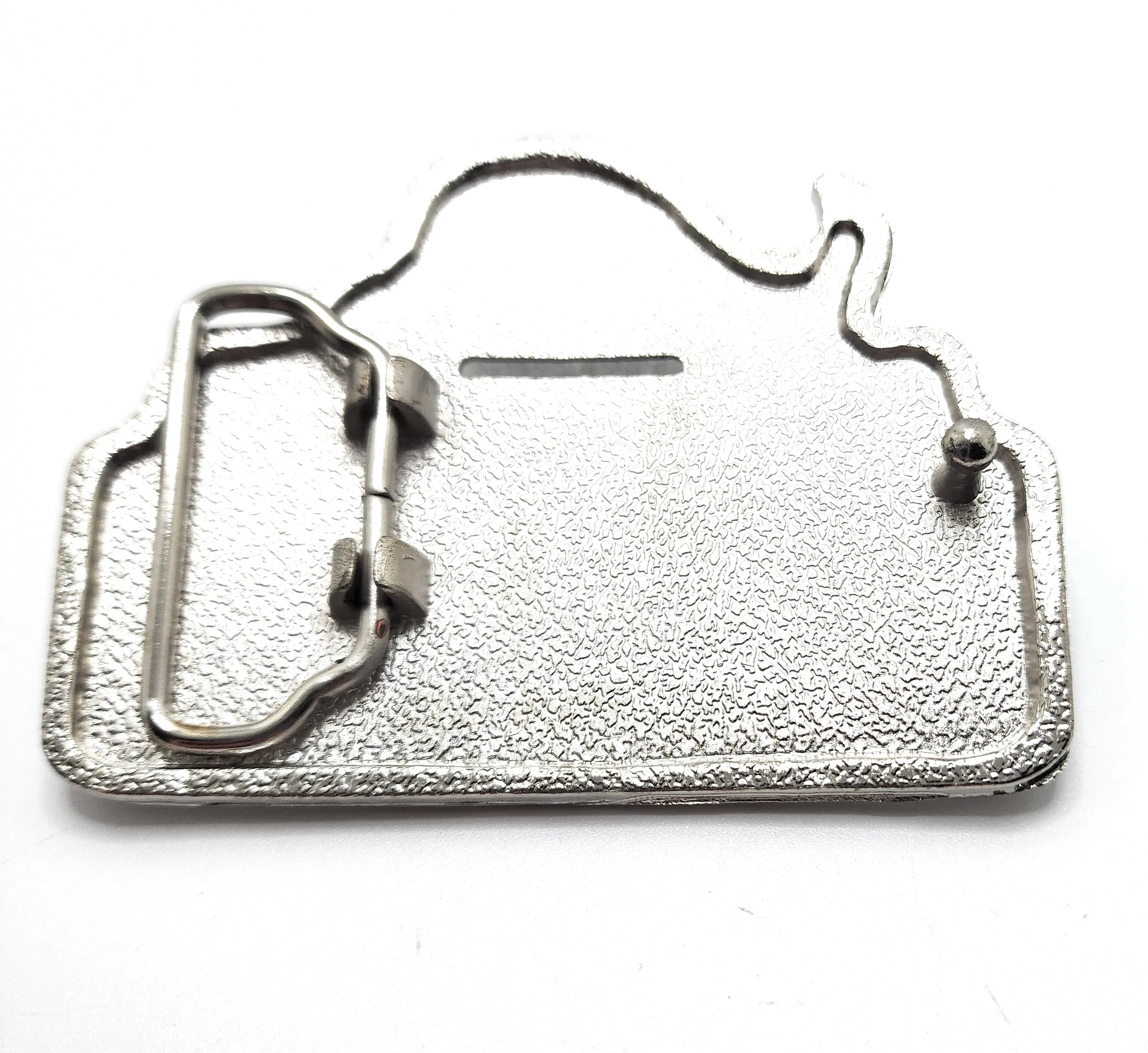 "5¢ INSERT COIN, UNZIP..." Belt Buckle Blue Funny Retro