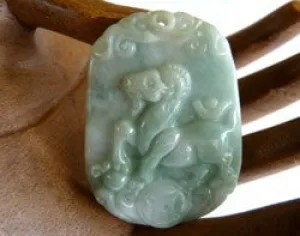 "Sheep Brings Good Fortune" Year of Sheep Ram Goat Jadeite Pendant (BJP881)