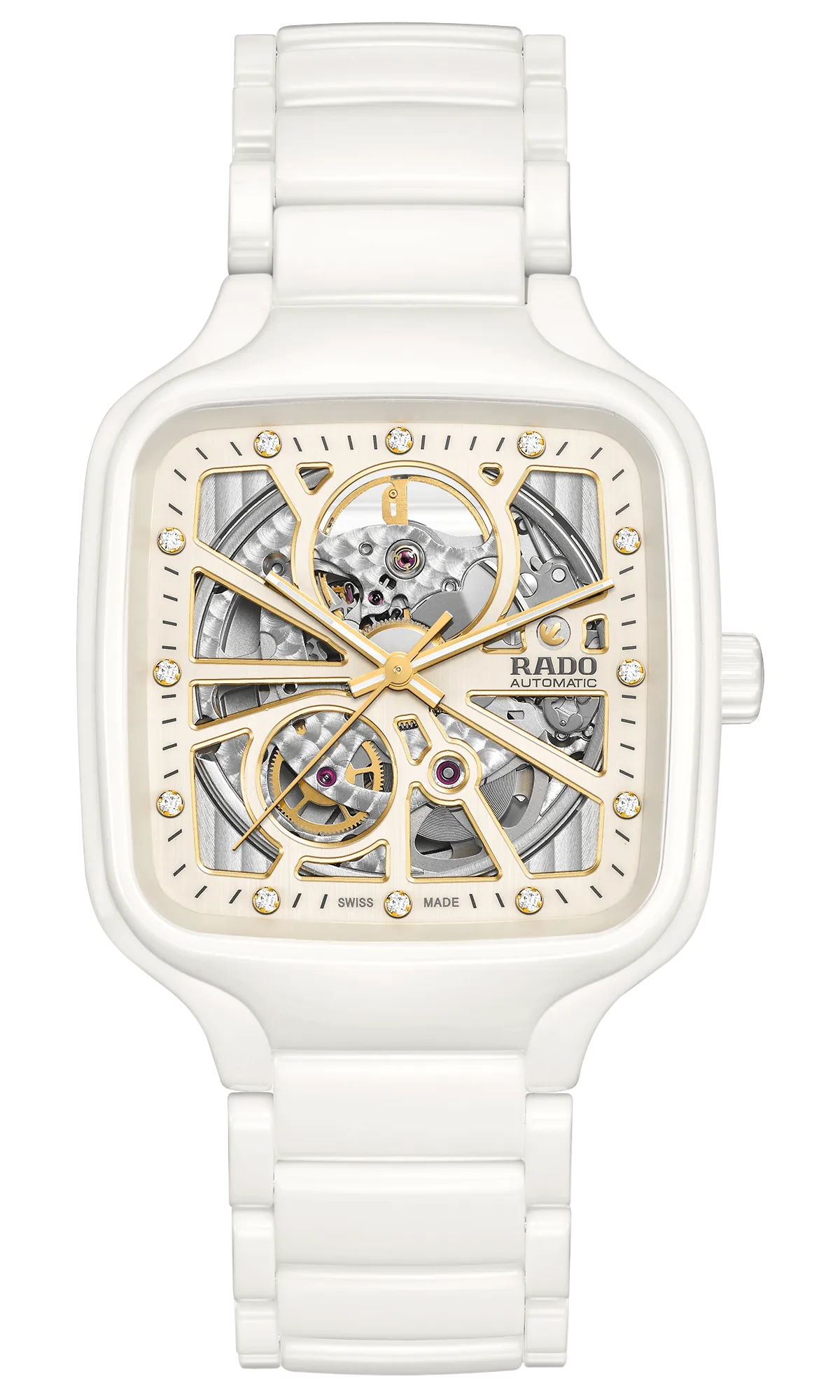 RADO True Square Automatic Open Heart White Ceramic Unisex Watch R27073702