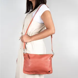 Rantu : Ladies Leather Crossbody Handbag in Burnt Orange Cayak