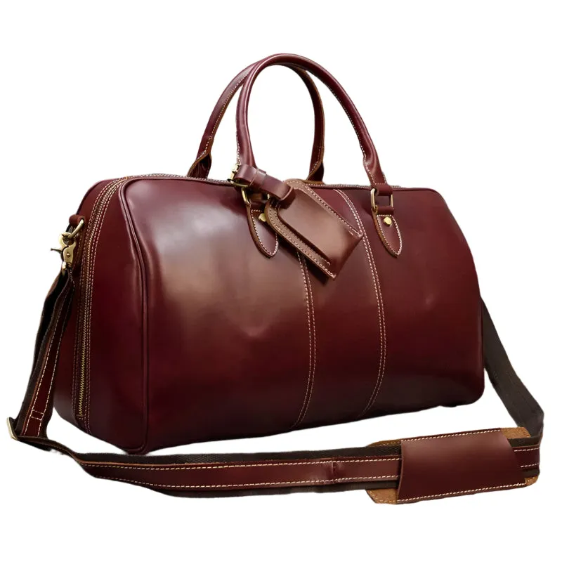 Real Leather Travel Weekender Bag for Men & Women Genuine Duffle