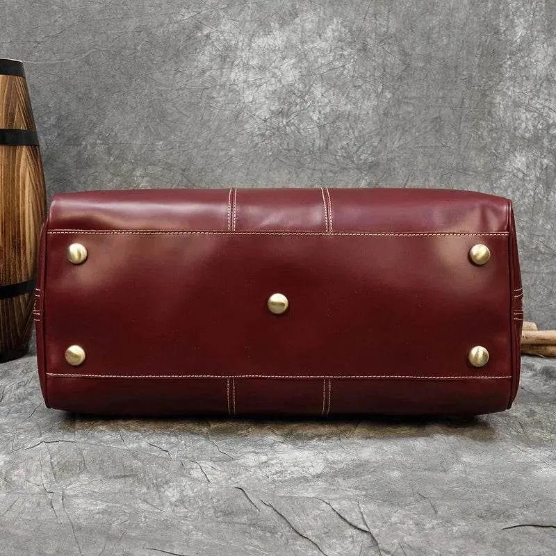 Real Leather Travel Weekender Bag for Men & Women Genuine Duffle