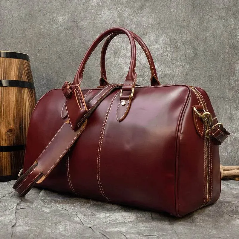 Real Leather Travel Weekender Bag for Men & Women Genuine Duffle