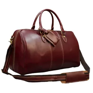 Real Leather Travel Weekender Bag for Men & Women Genuine Duffle