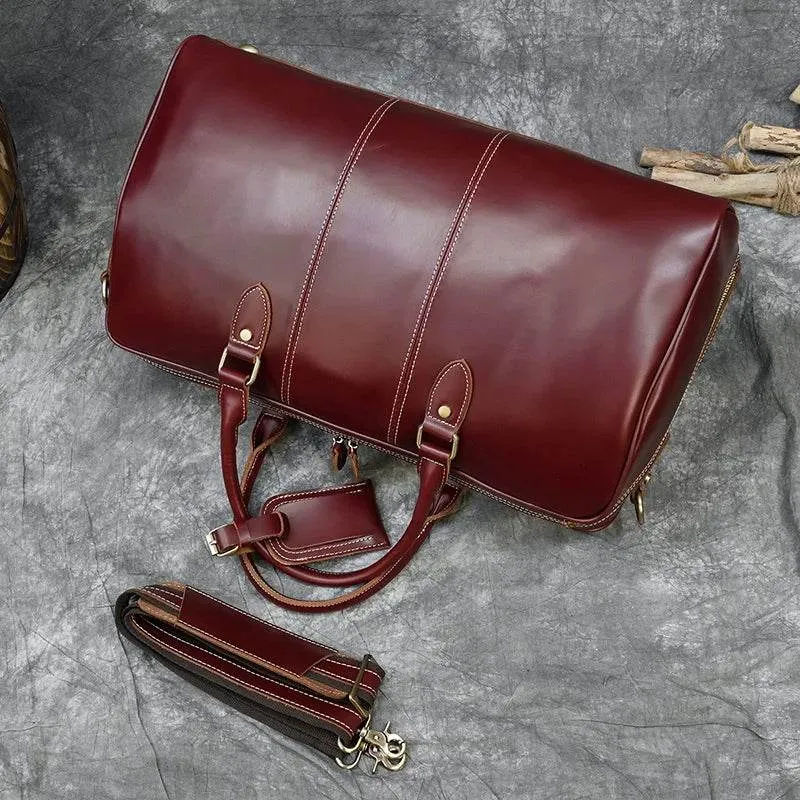 Real Leather Travel Weekender Bag for Men & Women Genuine Duffle