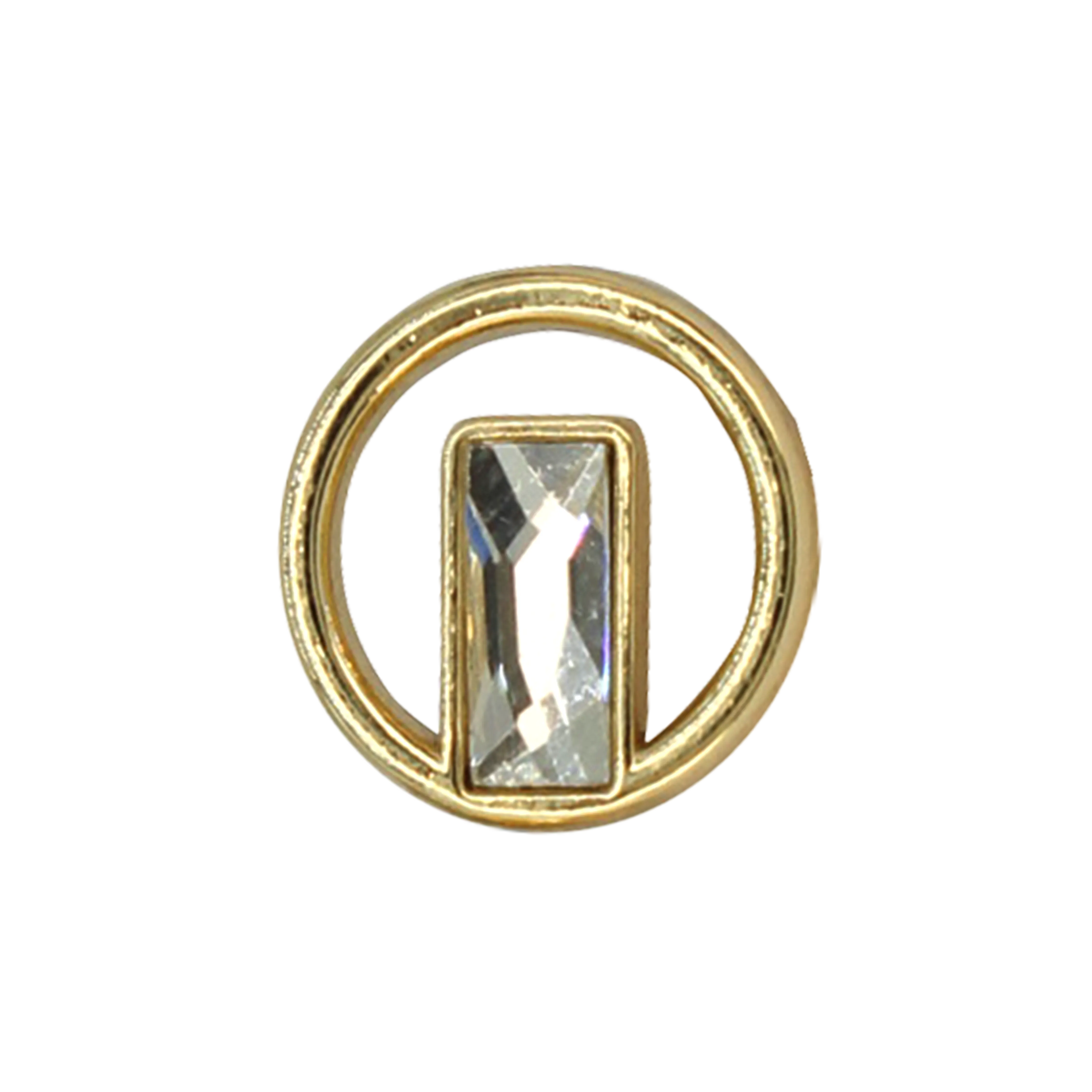 Rectangular Diamond in Circular Frame Metal Button (Pack of 8 )