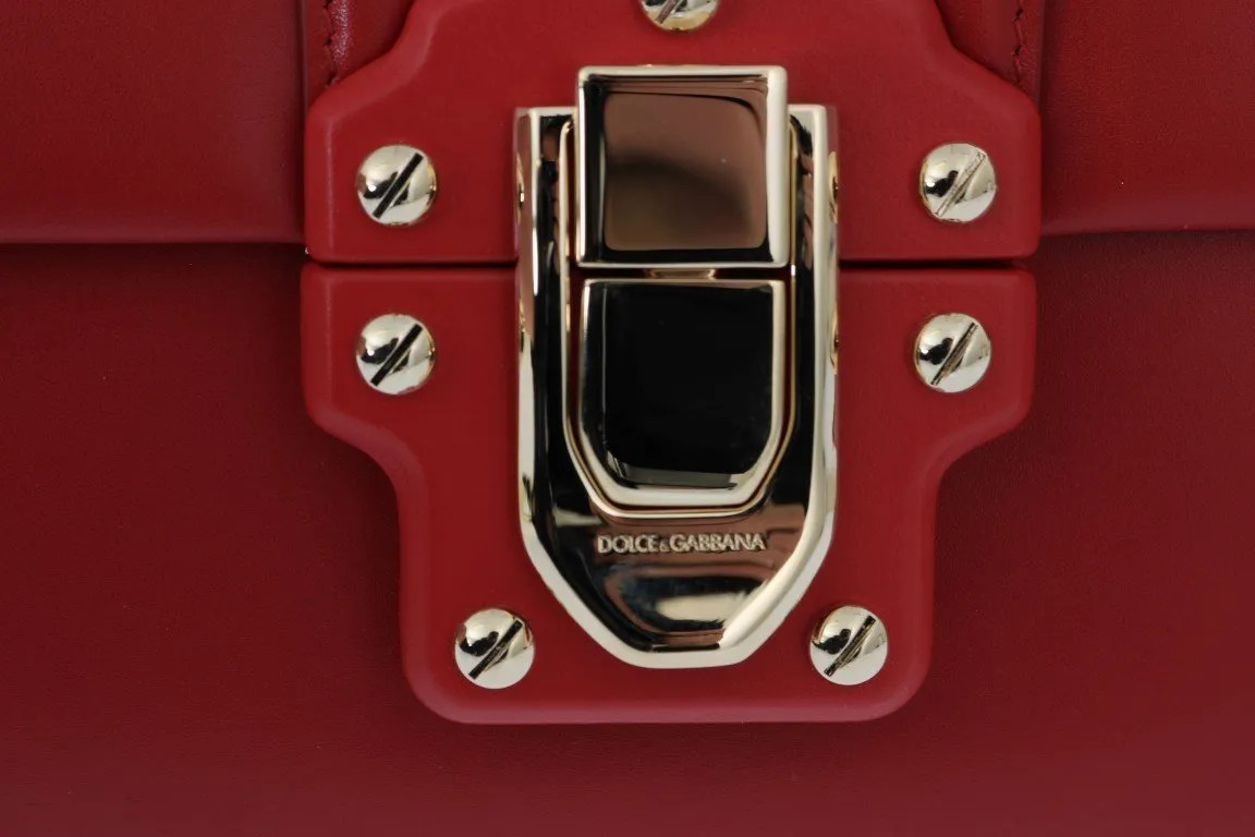 Red Leather LUCIA Shoulder Messenger Bag