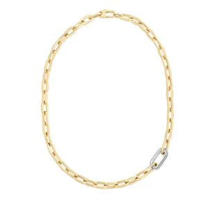 Roberto Coin 18k White & Yellow Gold Diamond Link Classic 18" Necklace (D=.78)