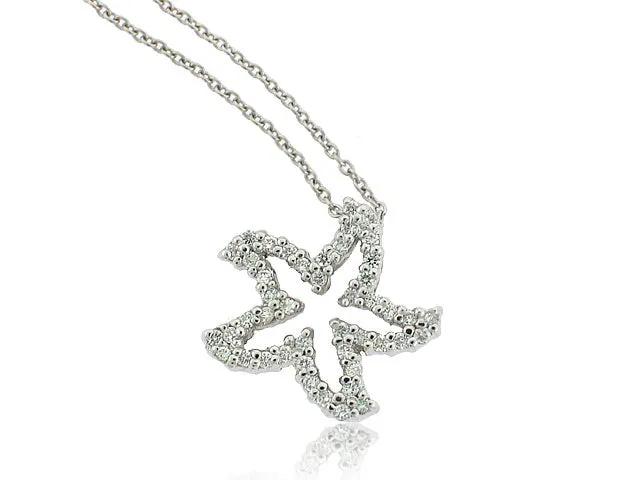ROBERTO COIN 18K WHITE GOLD 0.21CT SI/G DIAMOND STARFISH PENDANT FROM THE TINY TREASURES COLLECTION
