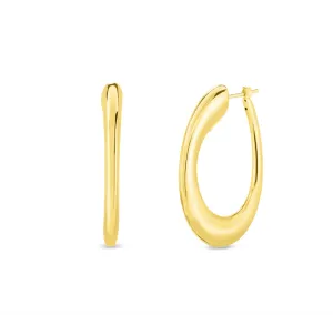 Roberto Coin 18K Yellow Designer Gold Medium Contoured Hoop Earrings