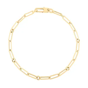 Roberto Coin 18K Yellow Gold Designer Gold Paperclip & Round Link Bracelet