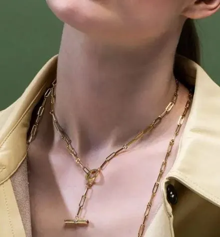 Roberto Coin 18K Yellow Gold Lariat Paperclip Necklace
