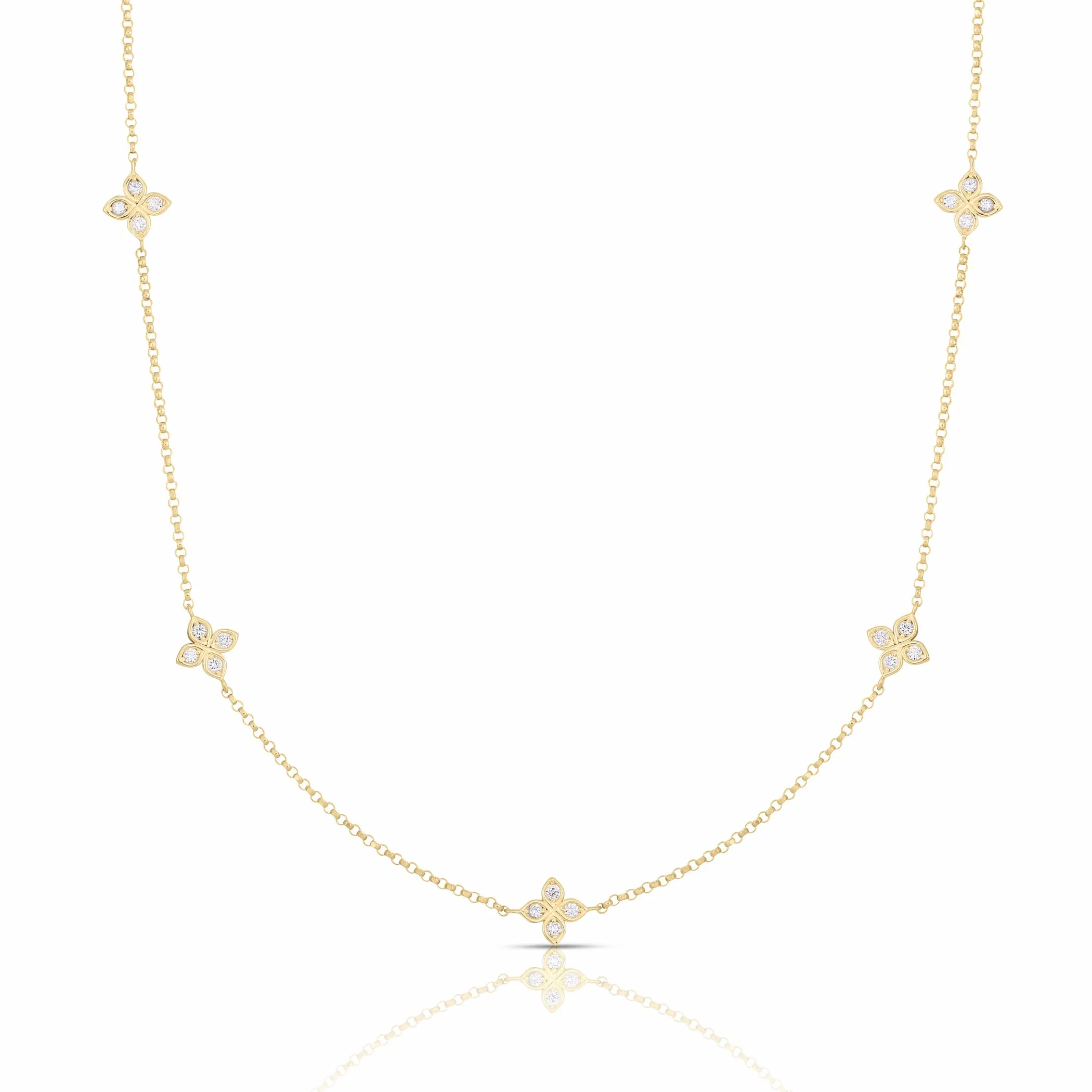 Roberto Coin 18k Yellow Gold Love By The Inch 5 Station 19" Necklace (D=.22)
