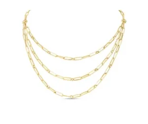 Roberto Coin 18K Yellow Gold Triple Strand Diamond Accent Necklace