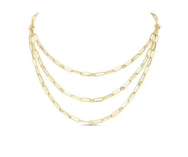 Roberto Coin 18K Yellow Gold Triple Strand Diamond Accent Necklace
