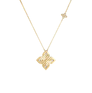 Roberto Coin Arabesque Yellow Gold Medium Diamond Flower Pendant