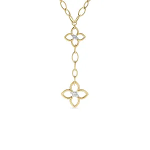 Roberto Coin Cialoma Double Diamond Flower Link Dangle Necklace