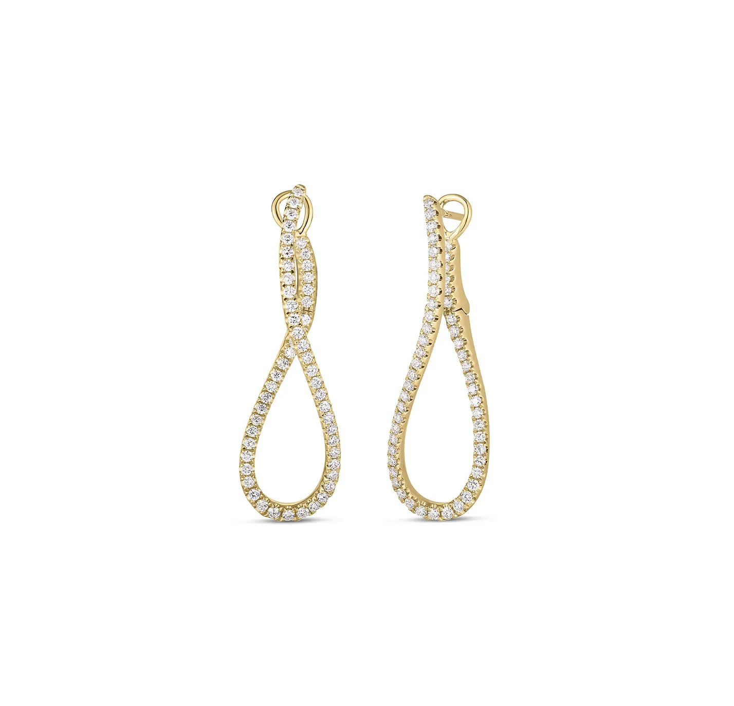 Roberto Coin Classic Diamond Yellow Gold Swirl Earrings