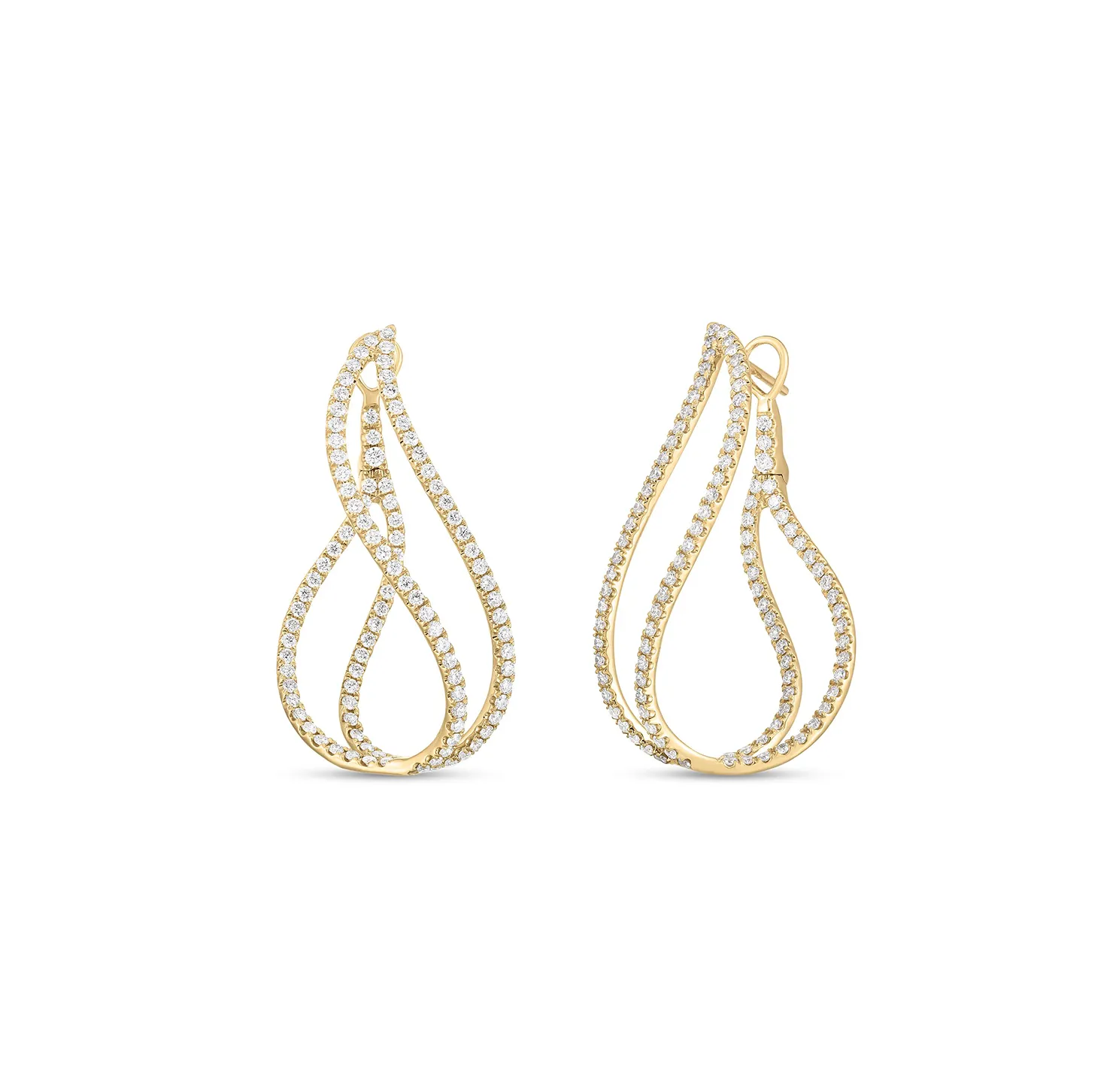 Roberto Coin Classic Diamond Yellow Gold Twist Earrings