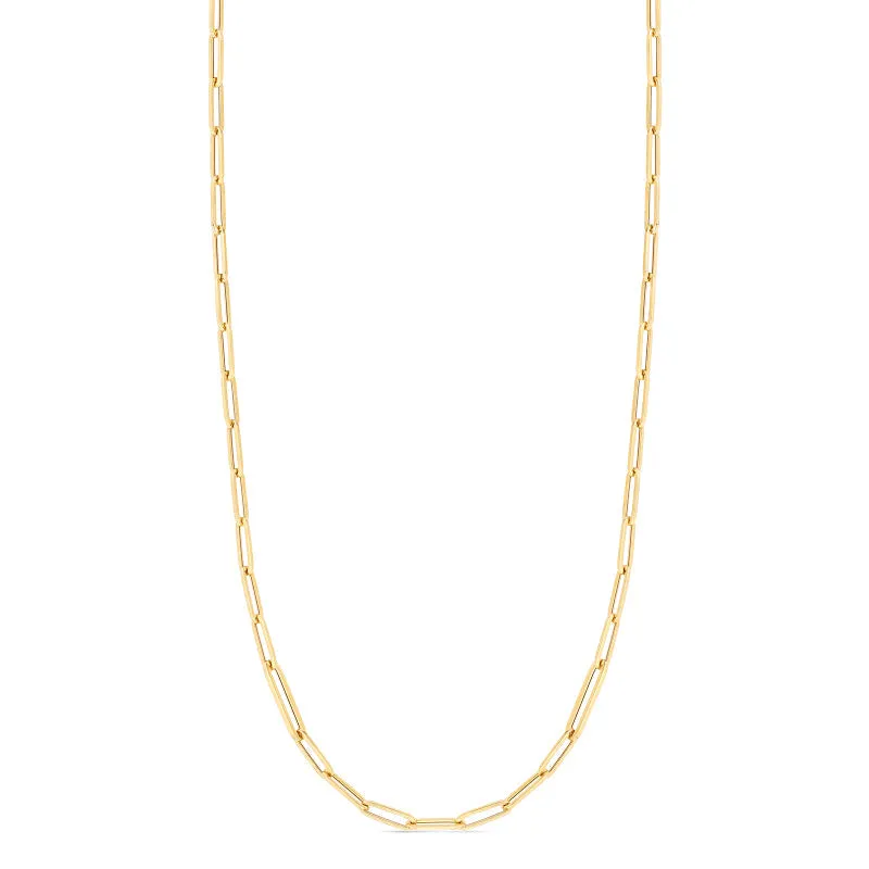 Roberto Coin Designer Gold 18K Yellow Gold Alternating Size Paperclip Link Chain, 34"