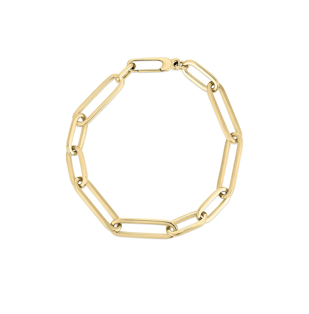 Roberto Coin Designer Gold 18K Yellow Gold Oval Link Paperclip Bracelet