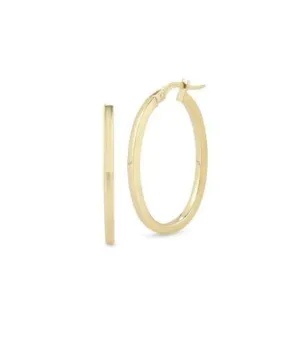 Roberto Coin Designer Gold 18K Yellow Gold Small Oval Hoop Earrings