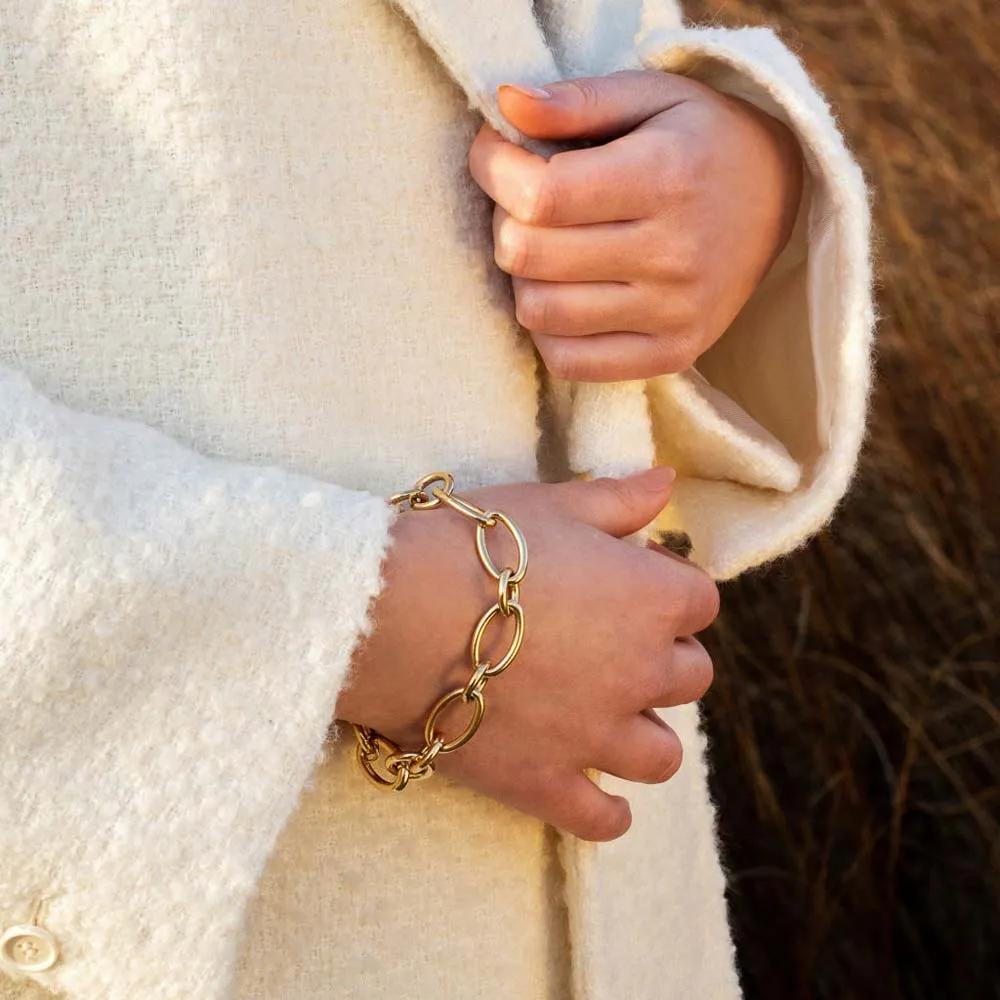 Roberto Coin Designer Gold Alternating Oval and Round Bracelet