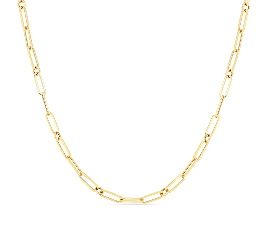 Roberto Coin Designer Gold Yellow Gold Fine Paperclip Necklace, 31"