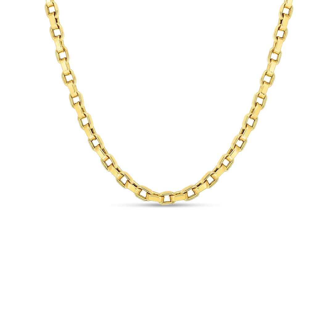 Roberto Coin Designer Gold Yellow Gold Square Link Chain Necklace