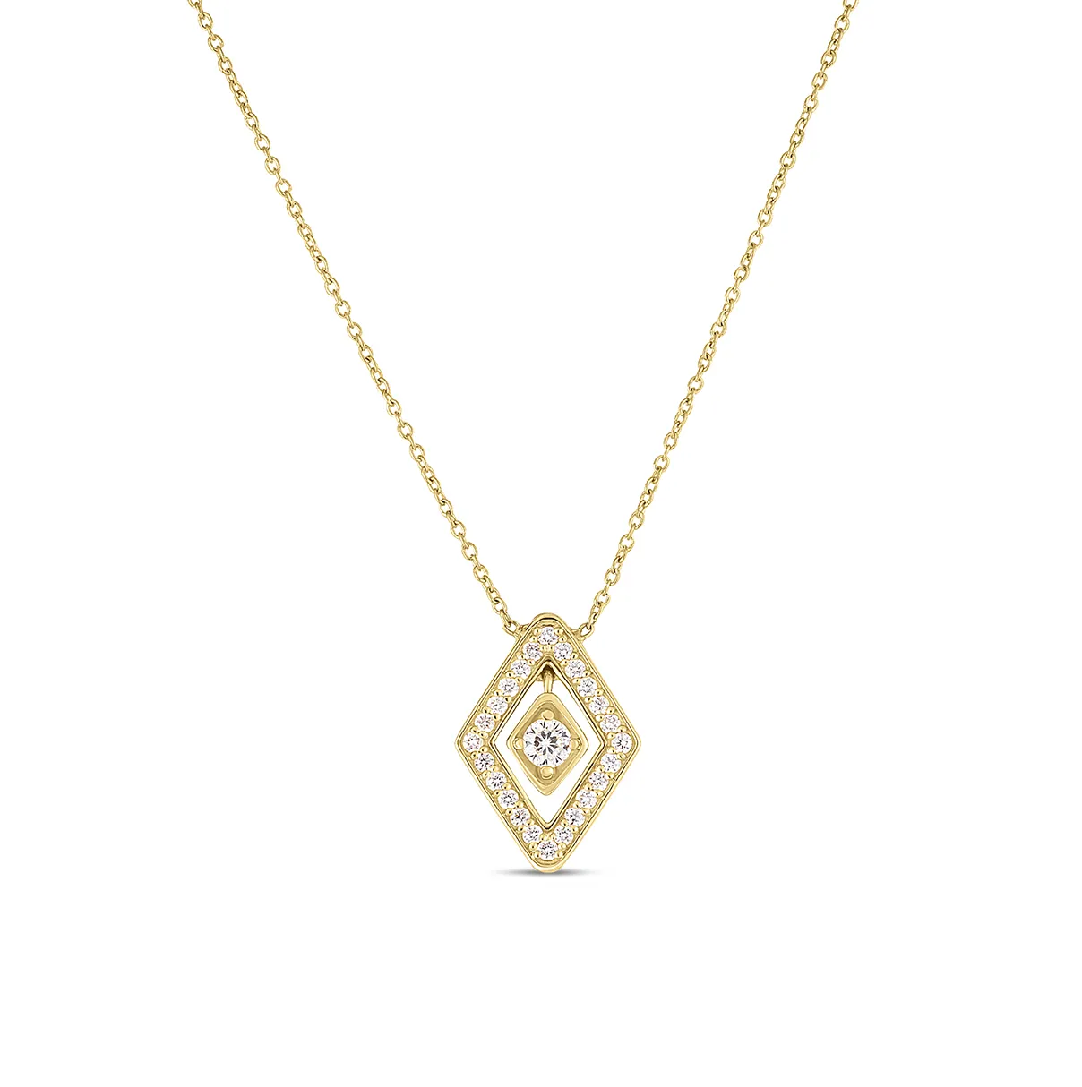 Roberto Coin Diamante Yellow Gold Small Diamond Pendant Necklace