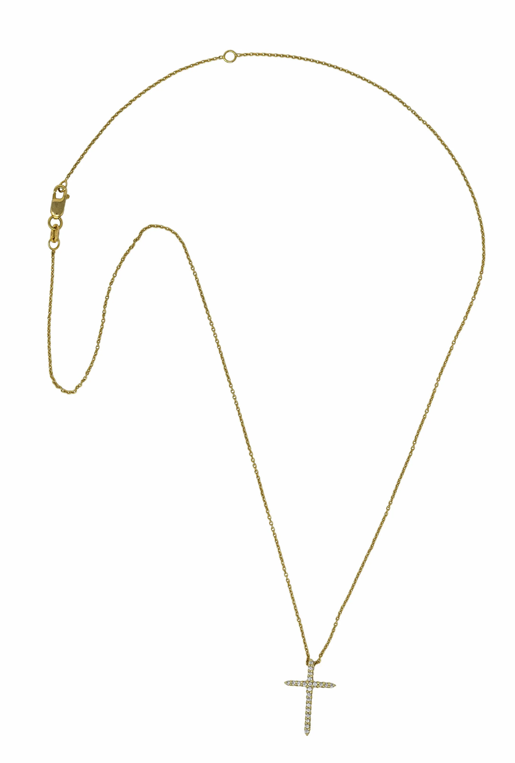 Roberto Coin Diamond 18 Karat Gold Cross Pendant Necklace
