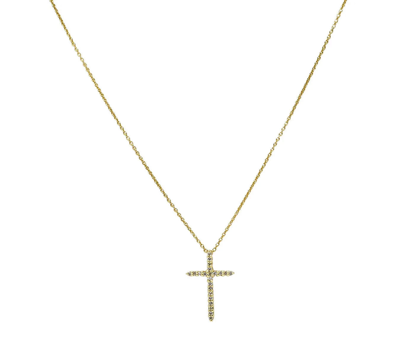 Roberto Coin Diamond 18 Karat Gold Cross Pendant Necklace